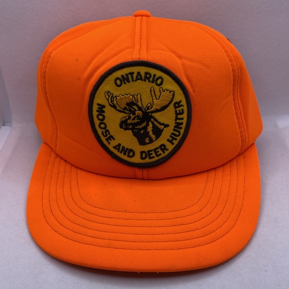 Vintage Ontario Moose and Deer Hunter Embroidered Patch Snapback Hat Orange - Picture 16 of 16